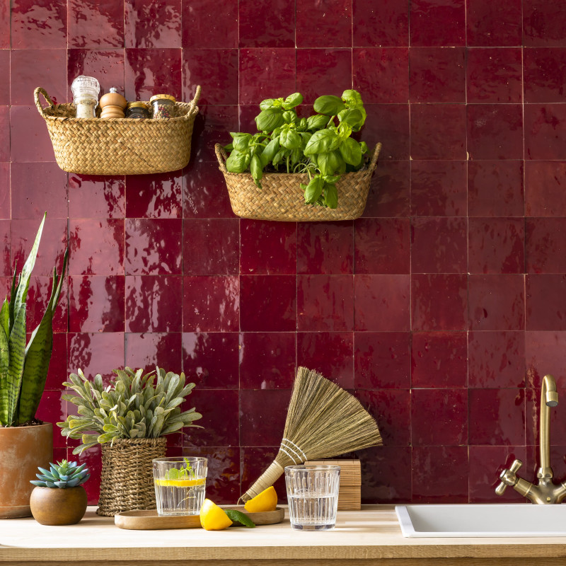 Zellige Rouge Lie de vin 10x10 cm – Cuisine