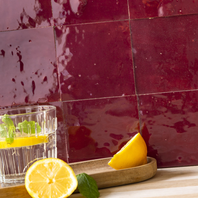Carrelage Artisanal Zellige Rouge Lie de vin 10x10