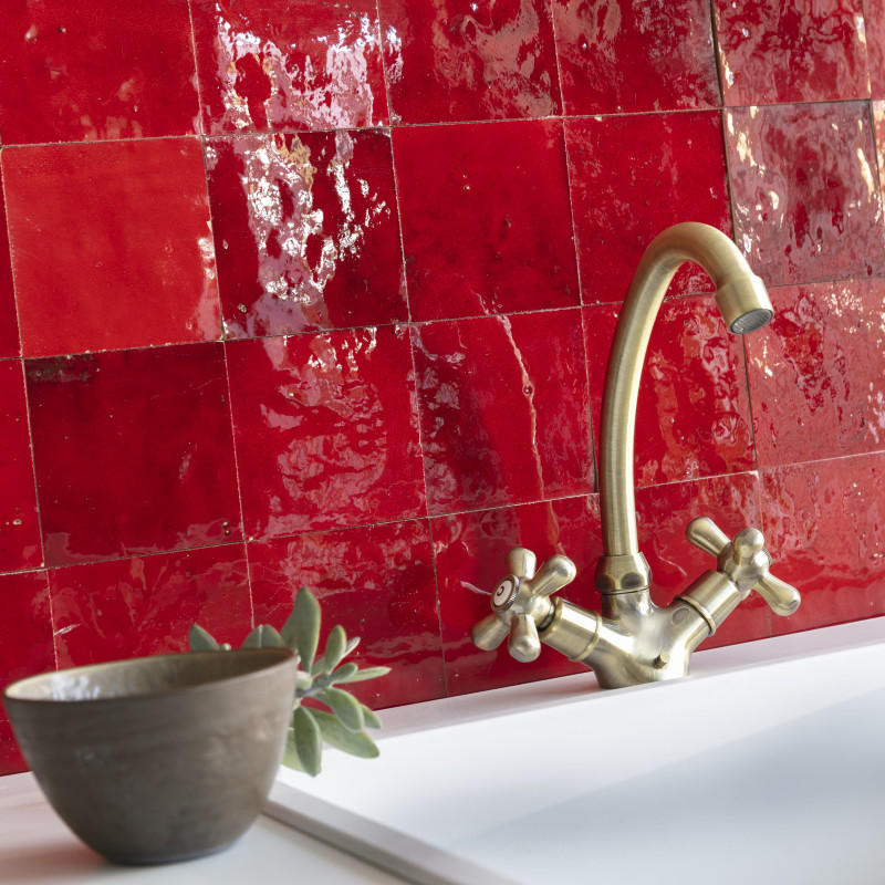 Carrelage Artisanal Zellige Rouge Pétillant 10x10