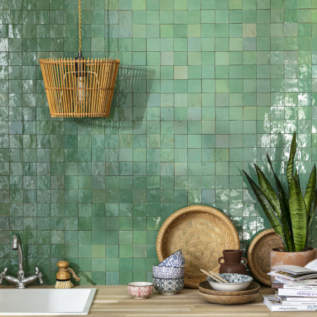 Carrelage Zellige Marocain Vert d'eau 5x5 cm