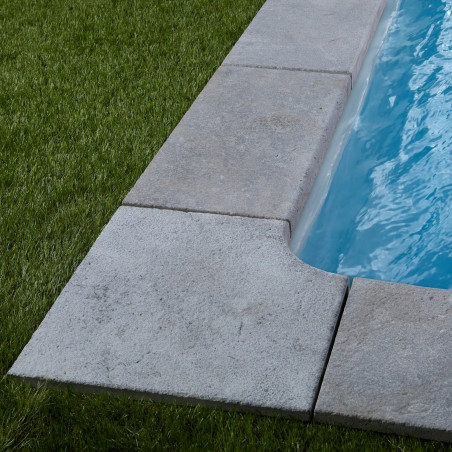 Margelle angle en pierre naturelle Zola Gris