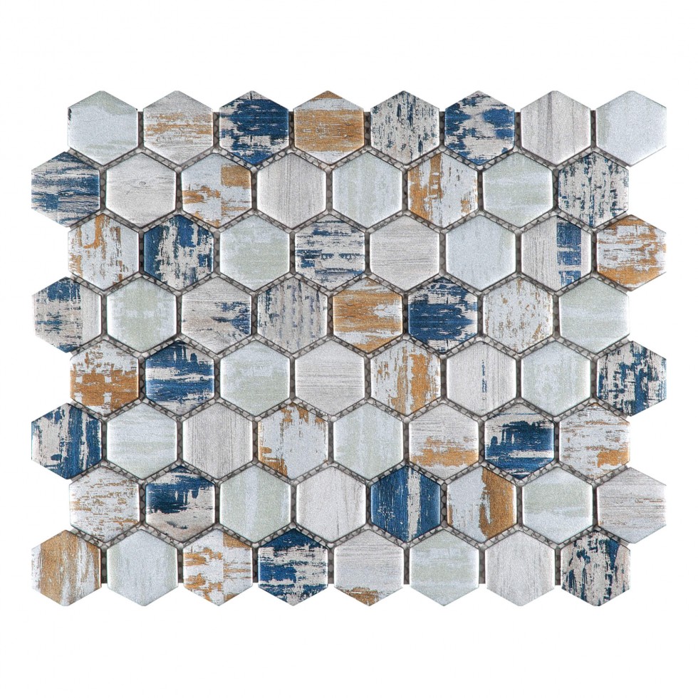 Mosaïque Translucide Verre Et Pierre - Gris Bleu, 1 Plaque, Mosaik-Netzwerk