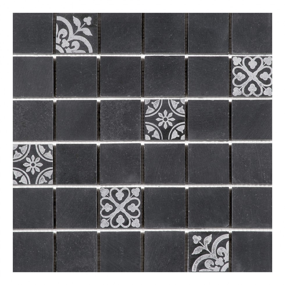 Mosaïque Marbre Naturel Nero Antique - 5 Pièces, Pierre Noire Cuisine