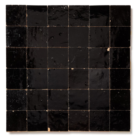 Zellige Marocain Noir Intense 5x5 cm - 2nd choix (plaque de 30x30 cm)