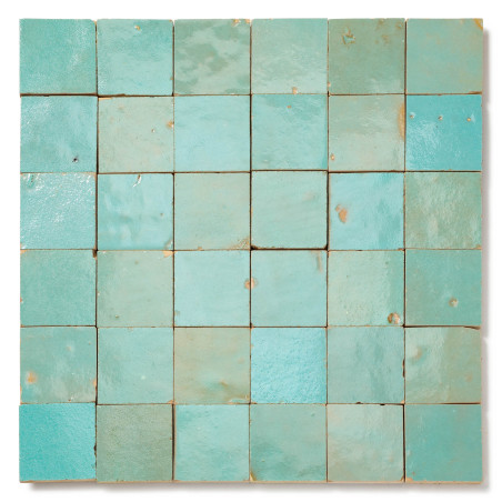 Zellige Marocain Bleu Maldives 5x5 cm - 2nd choix (plaque de 30x30 cm)