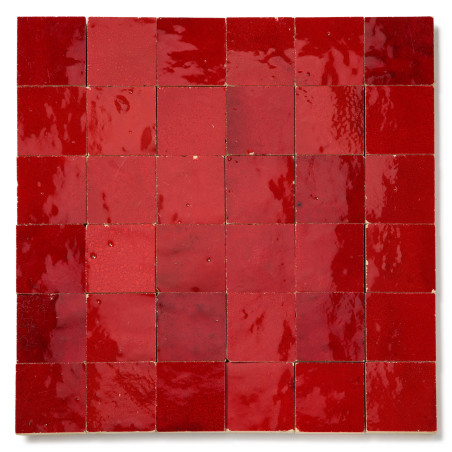 Zellige Marocain Rouge Pétillant 5x5 cm - 2nd choix (plaque de 30x30 cm)