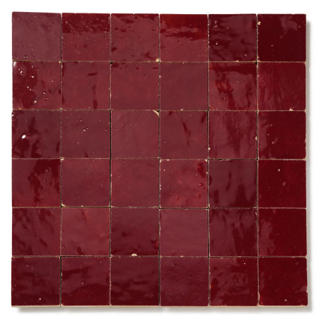 Zellige Marocain Rouge Lie de Vin 5x5 cm - 2nd choix (plaque de 30x30 cm)