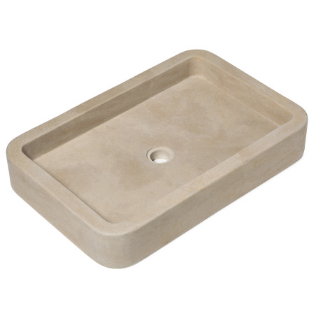 Vasque à poser rectangulaire Pierre de l'Atlas Beige 60x40x10 cm Adoucie