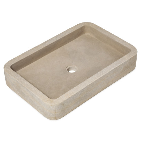 Vasque à poser rectangulaire Pierre de l'Atlas Beige 60x40x10 cm Vieillie