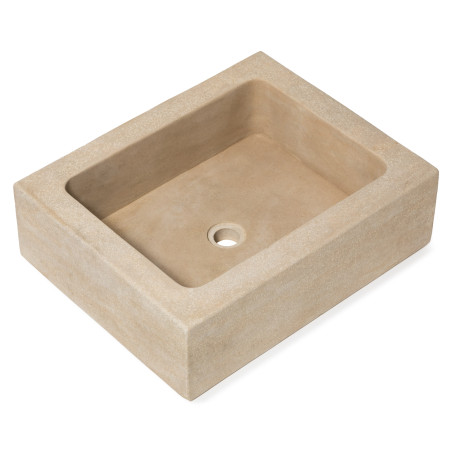 Vasque à poser rectangulaire Pierre de l'Atlas Beige 50x40x15 cm