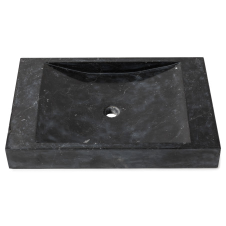 Vasque à poser rectangulaire en Marbre Noir 75x50x10 cm
