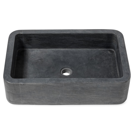 Vasque à poser rectangulaire en Marbre Noir 60x40x15 cm Adouci
