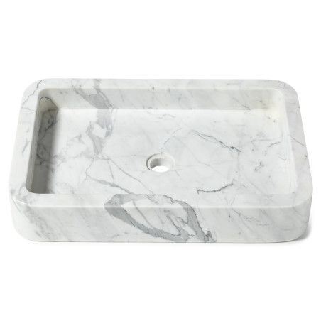 Vasque à poser rectangulaire Marbre Blanc Carrare 60x40x10 cm