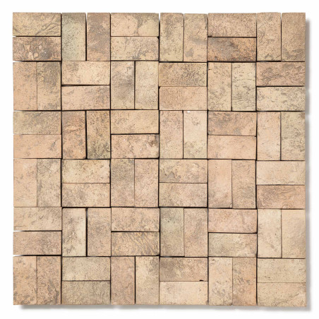 Mosaïque mur Terre cuite patinée Damier 2,4x5 cm