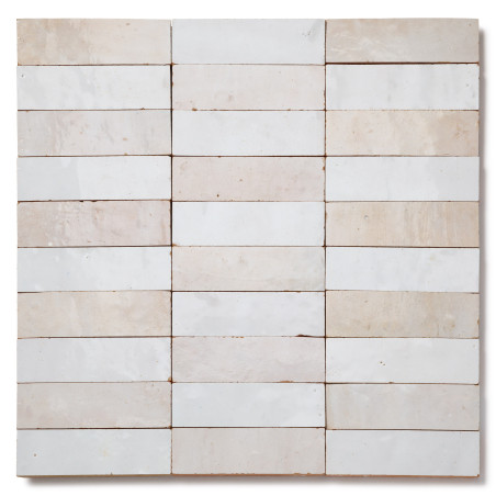 Carrelage Zellige Marocain Blanc Neige et Oukaimeden 3x10 cm
