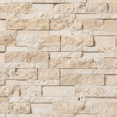 Parement Travertin Beige 60x15 cm Brut/Adouci