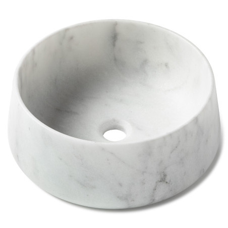 Vasque à poser ronde bol en pierre Marbre Blanc 41x16 cm