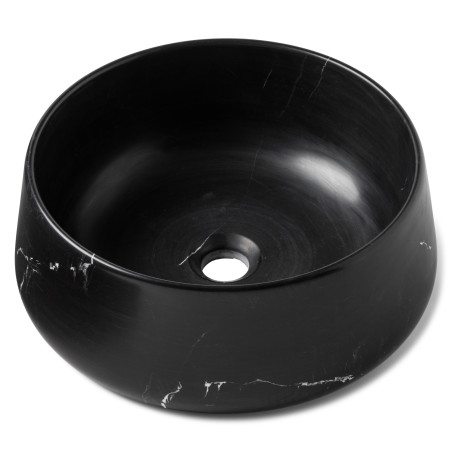 Vasque à poser ronde bol en pierre Marbre Noir 41x16 cm
