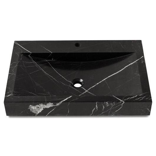 Vasque à poser rectangulaire Marbre Noir 70x45x10 cm avec perçage