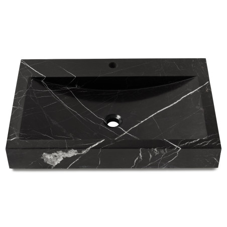 Vasque à poser rectangulaire Marbre Noir 70x45x10 cm avec perçage