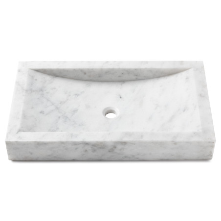 Vasque à poser rectangulaire en pierre Marbre Blanc 70x40x10 cm