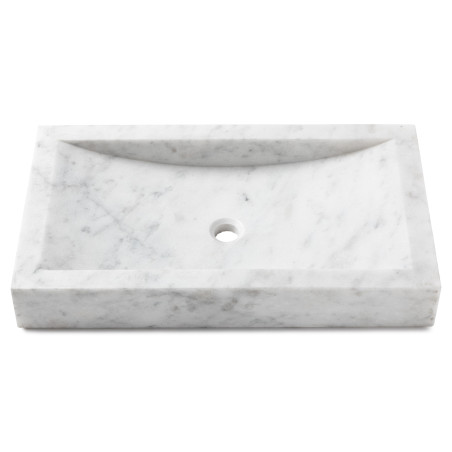 Vasque à poser rectangulaire Marbre Blanc 70x40x10 cm