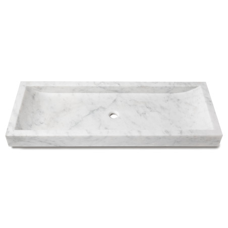 Vasque à poser rectangulaire en pierre Marbre Blanc 120x45x10 cm