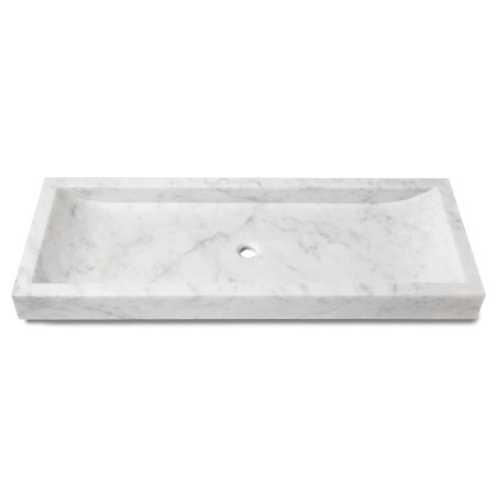 Vasque à poser rectangulaire Marbre Blanc 120x45x10 cm
