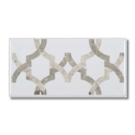 Carrelage métro Blanc décor façon carreau ciment V4 7,5x15x0,8 cm