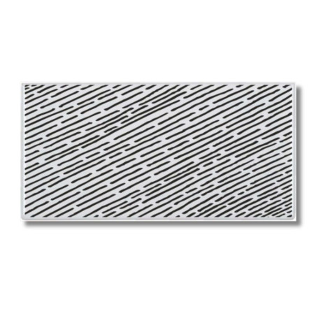 Carrelage métro Blanc décor noir sérigraphié stries diagonales 7,5x15x0,8 cm
