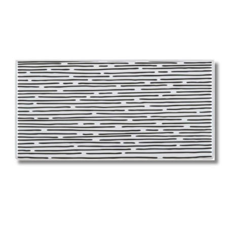 Carrelage métro Blanc décor noir sérigraphié stries horizontales 7,5x15x0,8 cm