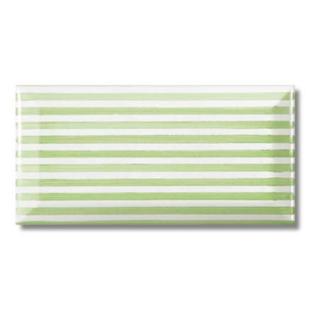 Carrelage métro Blanc décor Vert fait main Ligne 7,5x15x0,8 cm