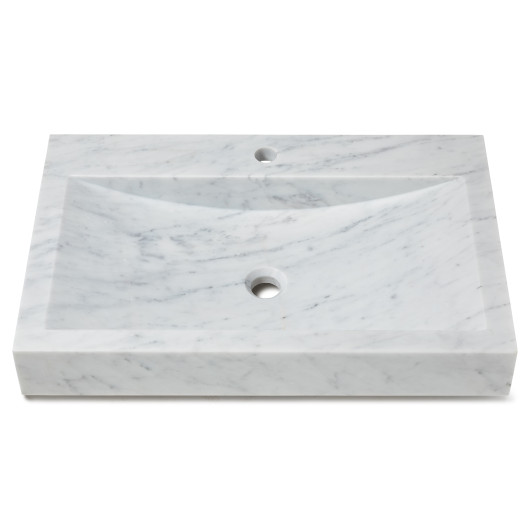 Vasque à poser rectangulaire Marbre Blanc 70x45x10 cm avec perçage
