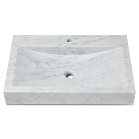 Vasque à poser rectangulaire Marbre Blanc 70x45x10 cm avec perçage