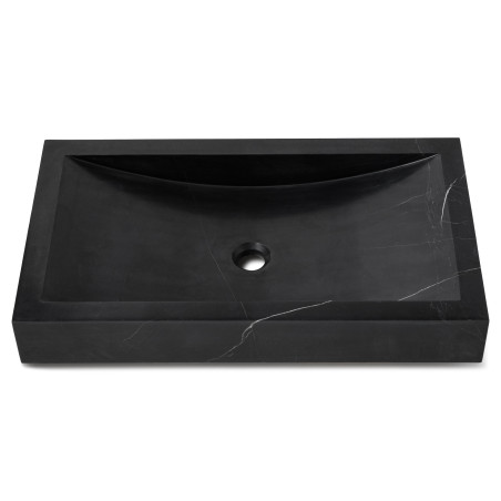Vasque à poser rectangulaire en pierre Marbre Noir 70x40x10 cm