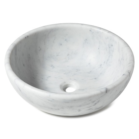 Vasque à poser ronde en pierre Marbre Blanc 42x15 cm