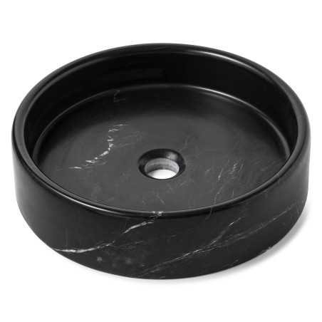 Vasque à poser ronde en pierre Marbre Noir 40x10 cm