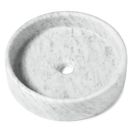 Vasque à poser ronde en pierre Marbre Blanc 40x10 cm