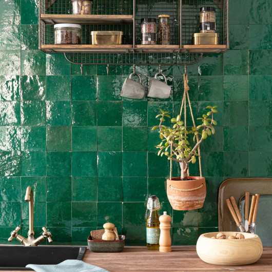 Carrelage Zellige Marocain Vert Emeraude 10x10 cm