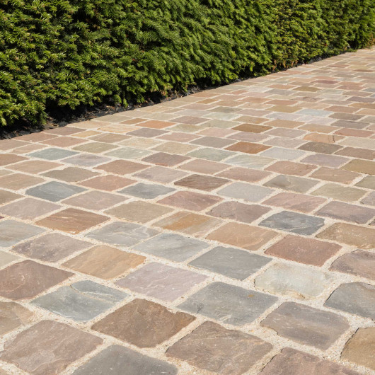 Pavé pierre naturelle Grès Kandla Multicolore 14x14x2,5 cm Clivé