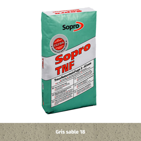 Joint souple spécial pierre naturelle 5 à 40 mm - Gris sable 18 - Gros grain - Sopro TNF 677 - 25 kg
