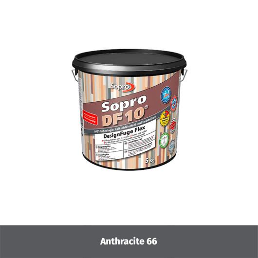 Joint souple carrelage céramique et pierre 1 à 10 mm - Anthracite 66 - Grain fin - Sopro DF 10 - 5 kg