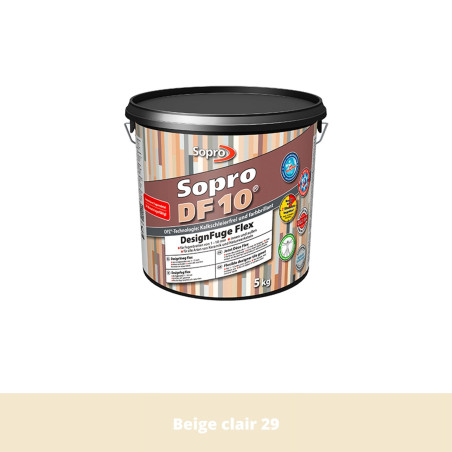 Joint souple carrelage céramique et pierre 1 à 10 mm - Beige clair 29 - Grain fin - Sopro DF 10 - 5 kg