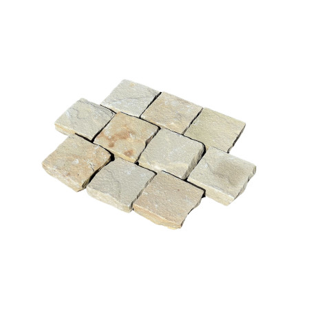 Pavé pierre naturelle Grès Kandla Beige 14x14x3-5 cm Clivé