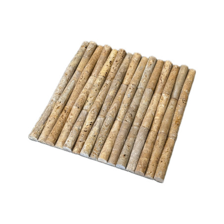 Mosaïque pierre naturelle marron effet bambou (lot de 0,63 m² : 7 plaques de 30x30 cm)