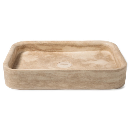 Vasque à poser rectangulaire Travertin Beige 60x40x10 cm