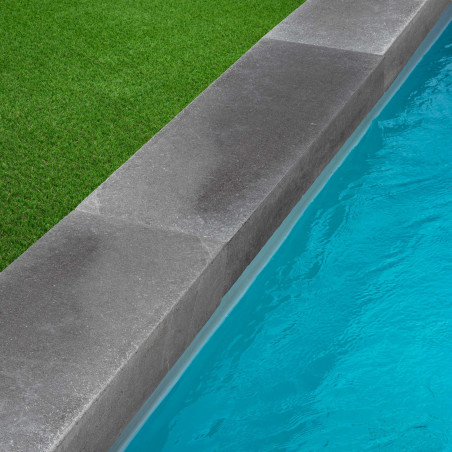 Margelle de piscine Pierre d'Egypte Grise 100x35x15 cm Bord Droit
