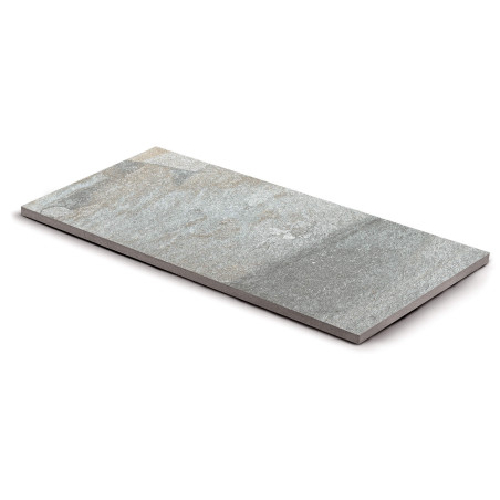 Pas japonais en grès cérame effet pierre grise Treviso 40x80x2 cm