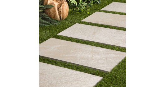 Pas japonais Rectangle Grès cérame effet Pierre Beige Taranto 80x40x2 cm