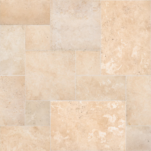 Carrelage pierre naturelle Travertin Beige Nuancé 1er choix Big Opus x1,2 cm Vieilli